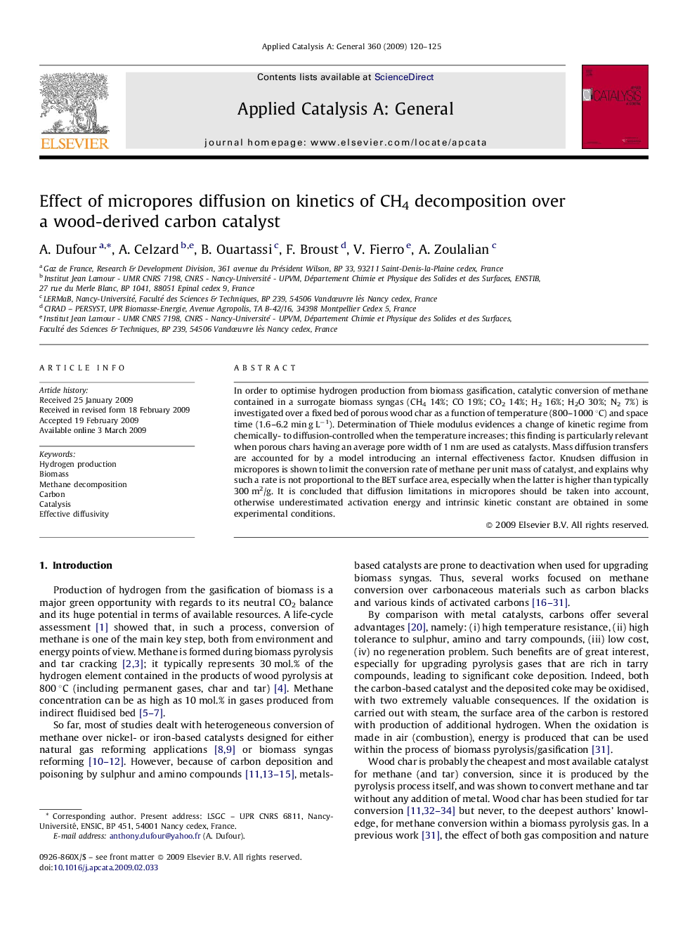 Effect of micropores diffusion on kinetics of CH4 decomposition over a wood-derived carbon catalyst