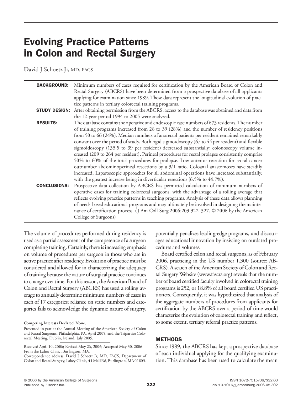 عکس صفحه اول مقاله: Evolving Practice Patterns in Colon and Rectal Surgery Evolving Practice Patterns in Colon and Rectal Surgery