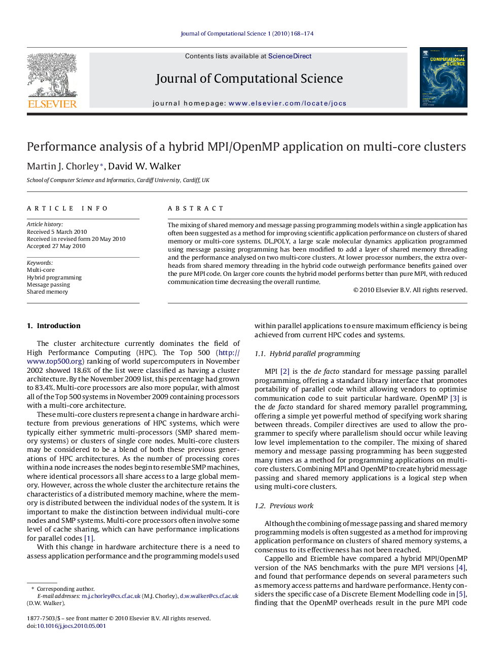 Performance analysis of a hybrid MPI/OpenMP application on multi-core clusters