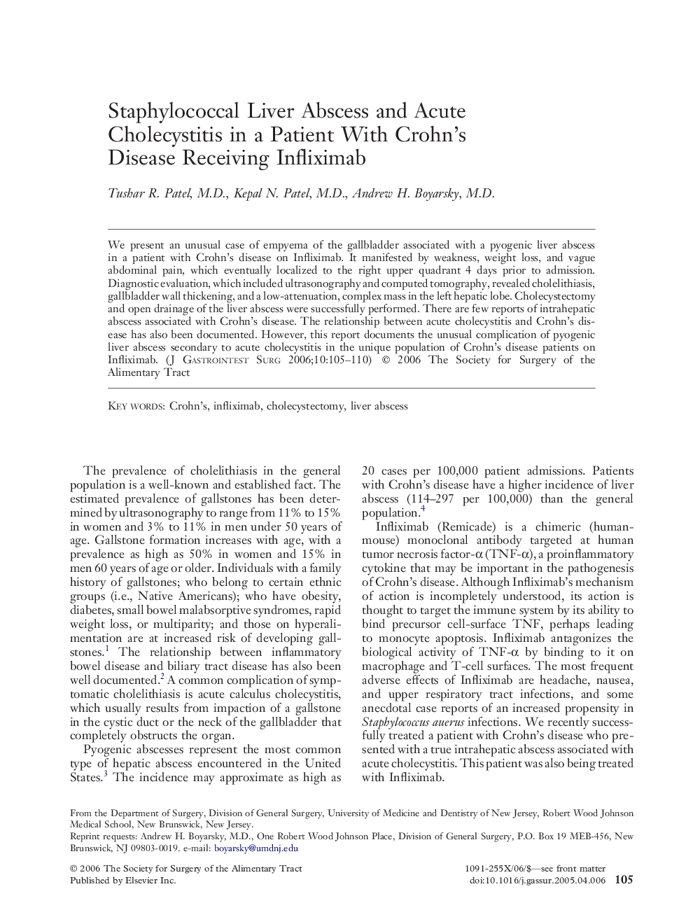 Staphylococcal Liver Abscess and Acute Cholecystitis in a Patient With Crohn's Disease Receiving Infliximab