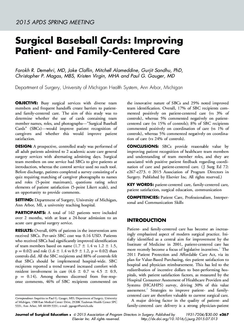 Surgical Baseball Cards: Improving Patient- and Family-Centered Care
