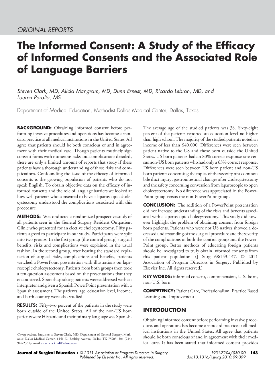 The Informed Consent: A Study of the Efficacy of Informed Consents and the Associated Role of Language Barriers