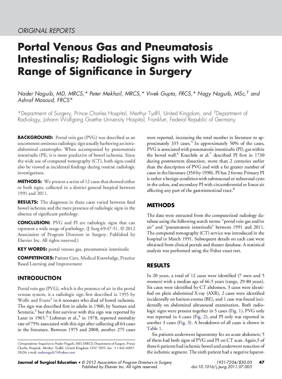 Portal Venous Gas and Pneumatosis Intestinalis; Radiologic Signs with Wide Range of Significance in Surgery