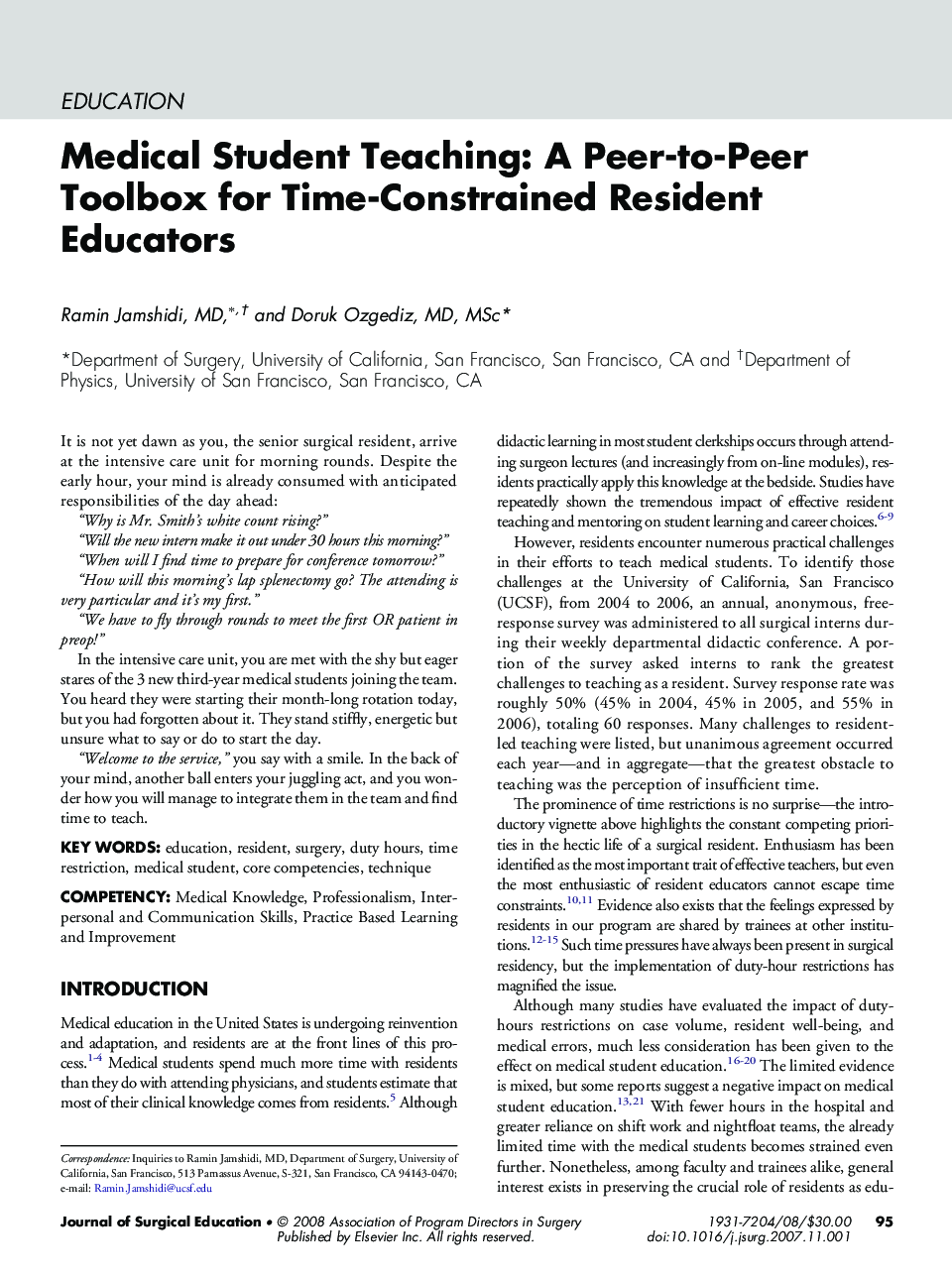 Medical Student Teaching: A Peer-to-Peer Toolbox for Time-Constrained Resident Educators
