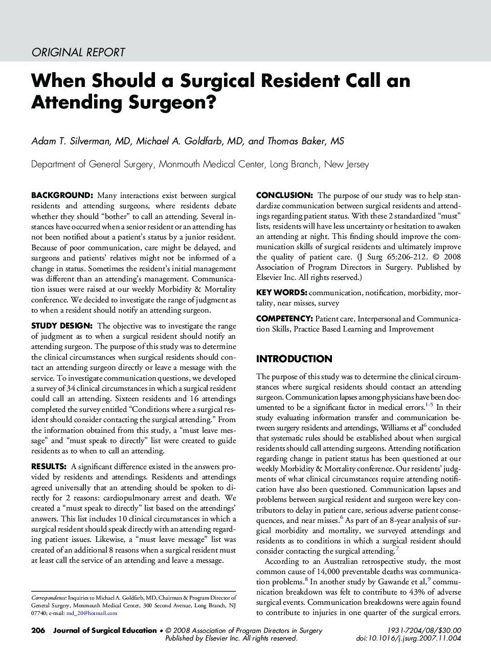 When Should a Surgical Resident Call an Attending Surgeon?