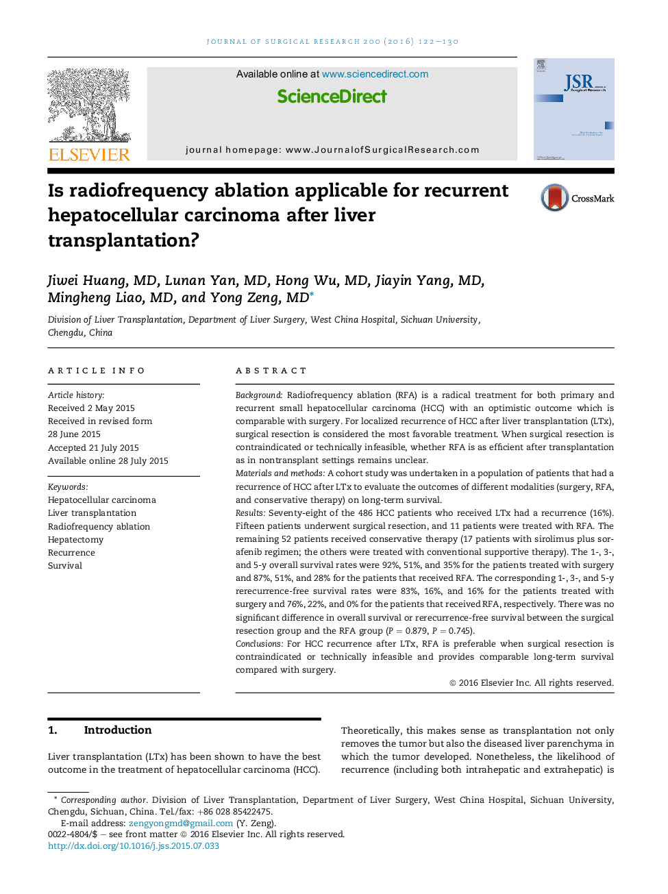 Is radiofrequency ablation applicable for recurrent hepatocellular carcinoma after liver transplantation?