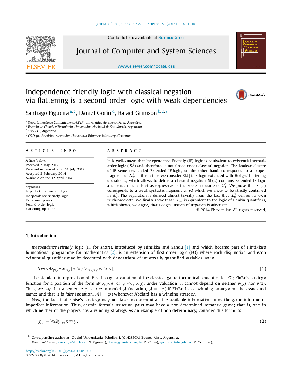 Independence friendly logic with classical negation via flattening is a second-order logic with weak dependencies