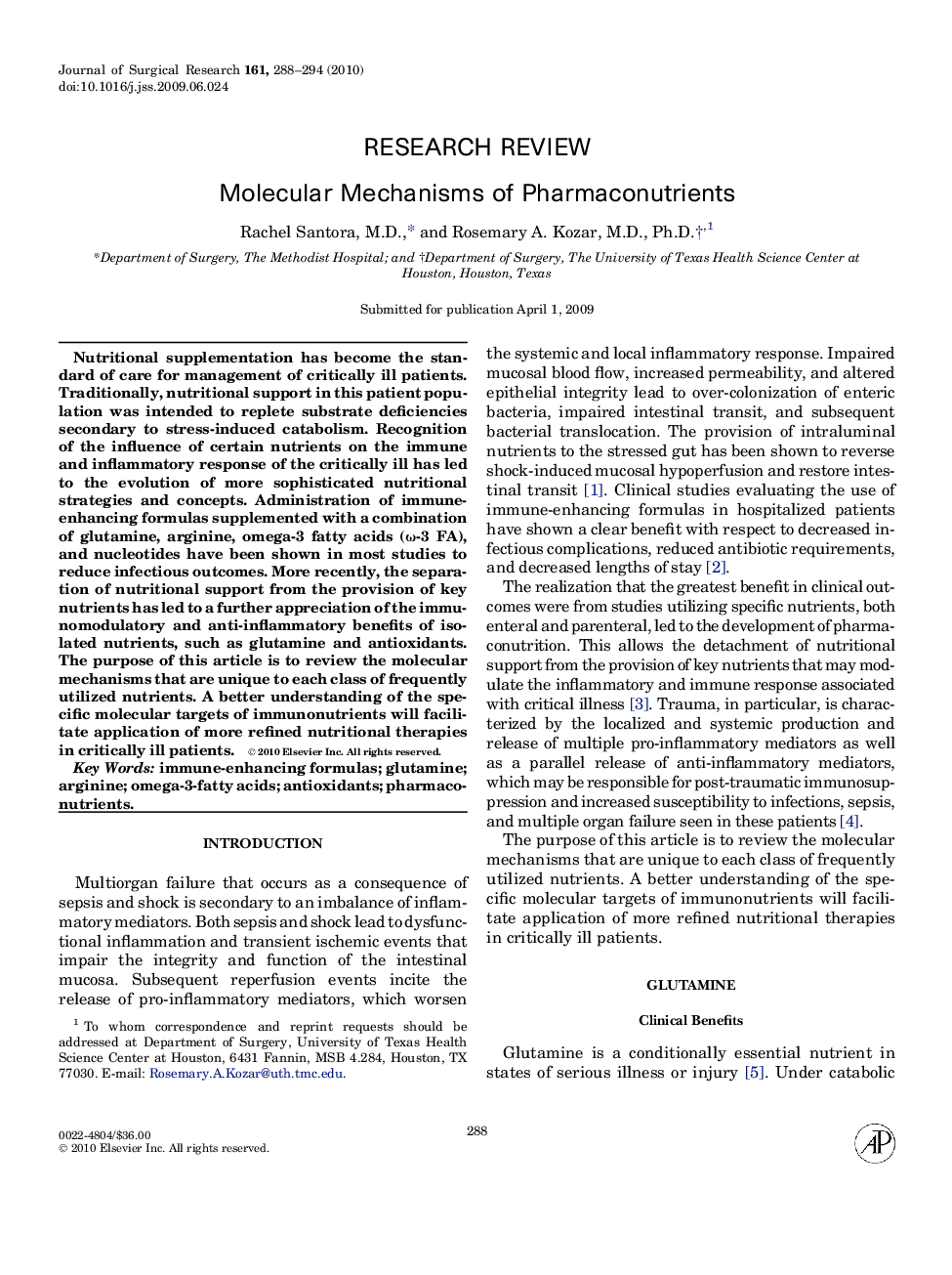 Molecular Mechanisms of Pharmaconutrients