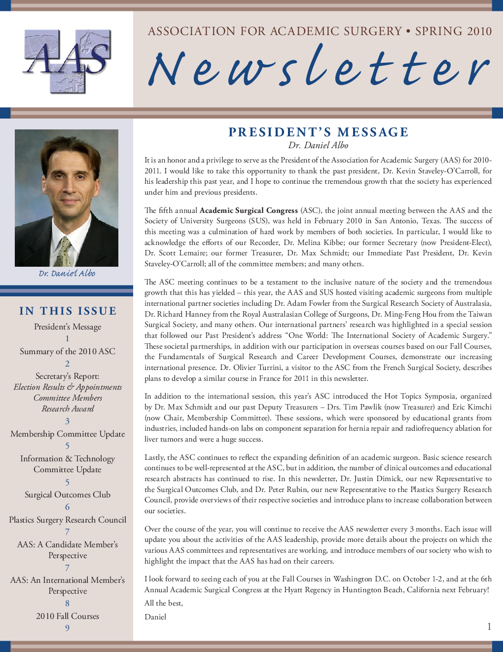 AAS Spring Newsletter