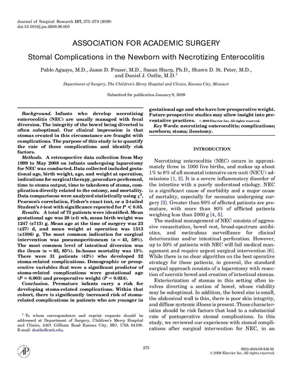 Stomal Complications in the Newborn with Necrotizing Enterocolitis