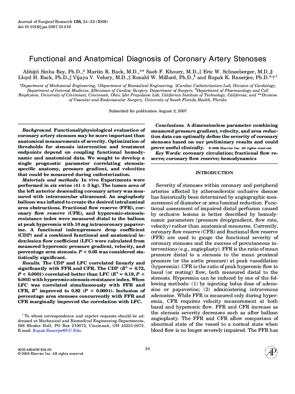 Functional and Anatomical Diagnosis of Coronary Artery Stenoses