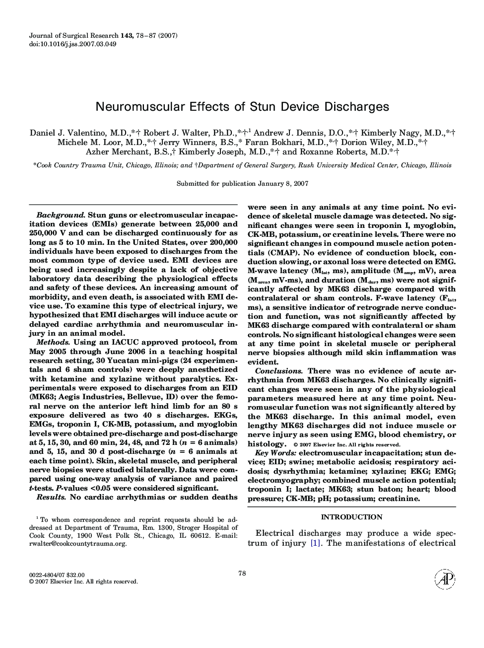 Neuromuscular Effects of Stun Device Discharges