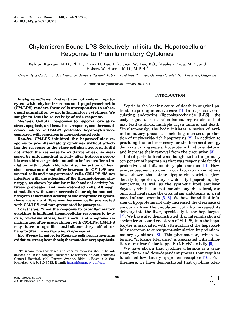 Chylomicron-Bound LPS Selectively Inhibits the Hepatocellular Response to Proinflammatory Cytokines