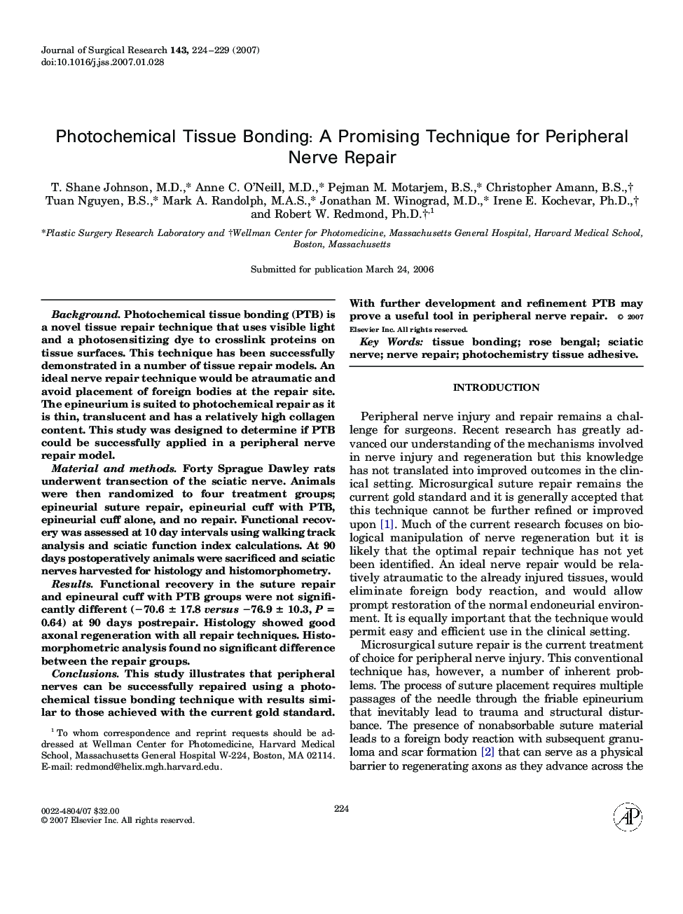 Photochemical Tissue Bonding: A Promising Technique for Peripheral Nerve Repair