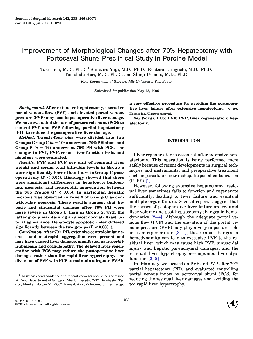 Improvement of Morphological Changes after 70% Hepatectomy with Portocaval Shunt: Preclinical Study in Porcine Model