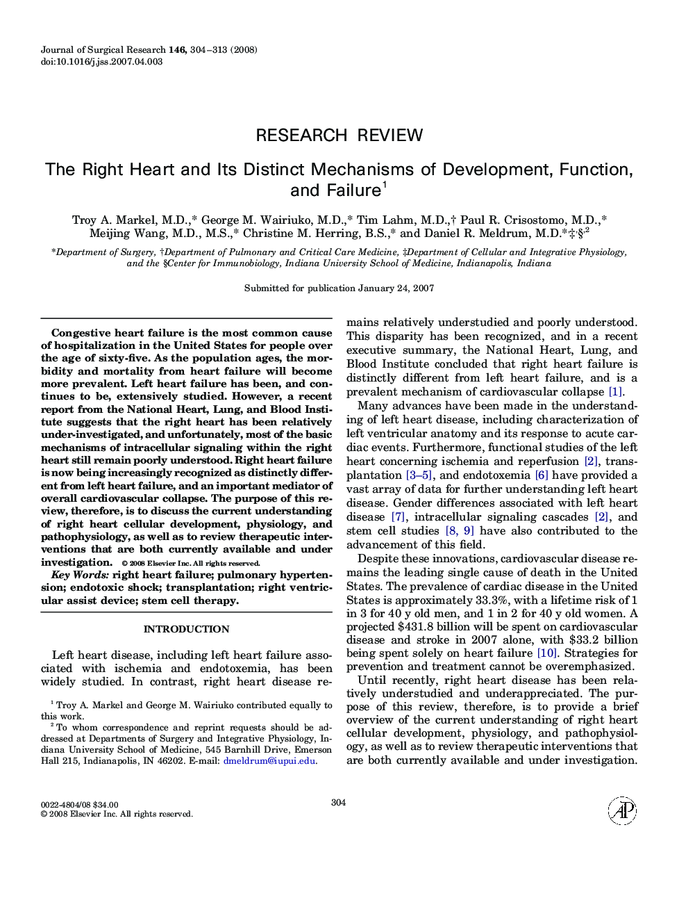 The Right Heart and Its Distinct Mechanisms of Development, Function, and Failure 1