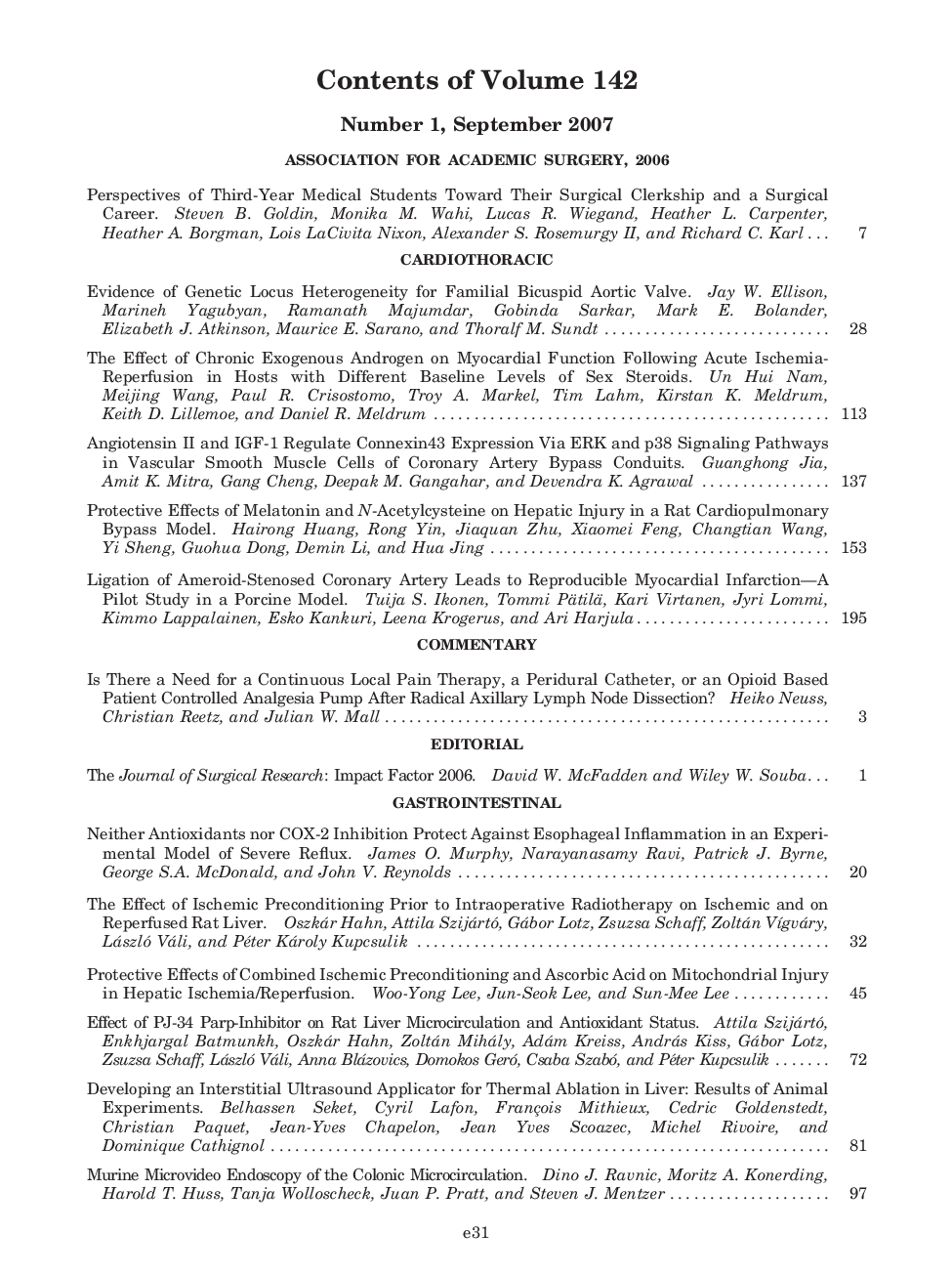 Volume Contents of Volume 142