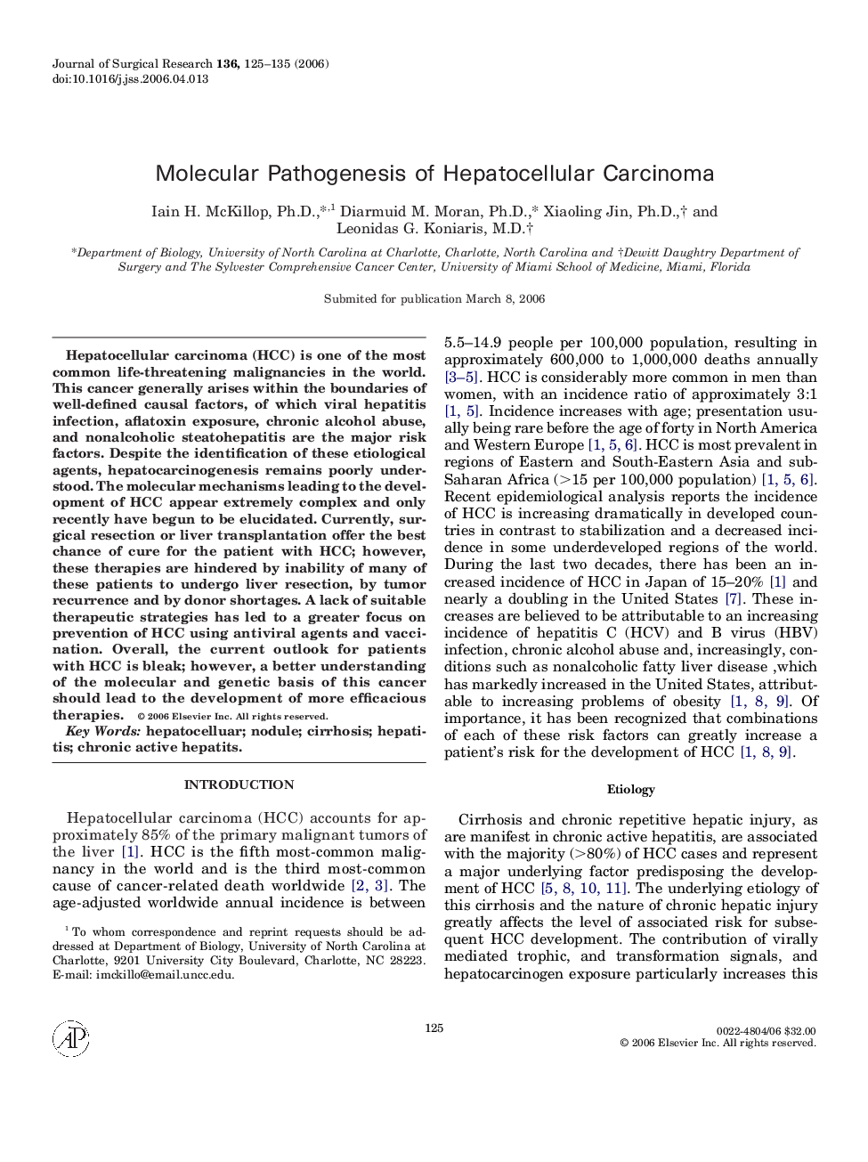 Molecular Pathogenesis of Hepatocellular Carcinoma