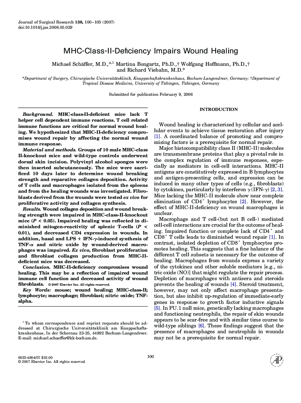 MHC-Class-II-Deficiency Impairs Wound Healing