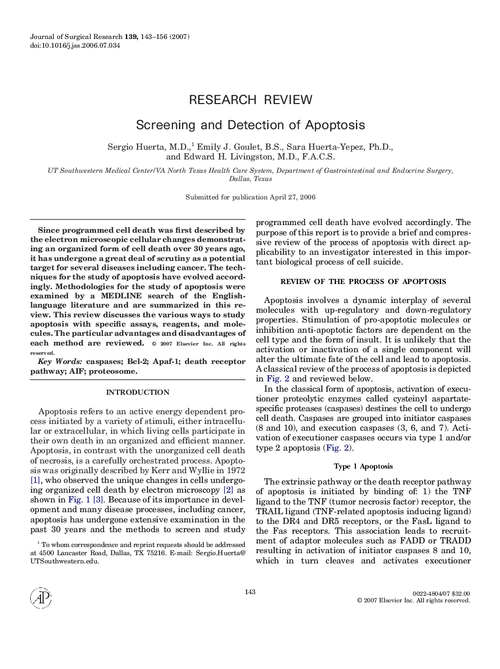 Screening and Detection of Apoptosis