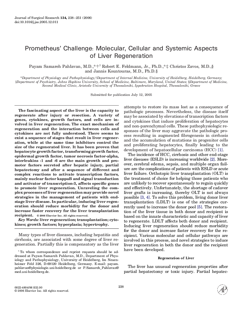 عکس صفحه اول مقاله: Prometheus’ Challenge: Molecular, Cellular and Systemic Aspects of Liver Regeneration Prometheus’ Challenge: Molecular, Cellular and Systemic Aspects of Liver Regeneration