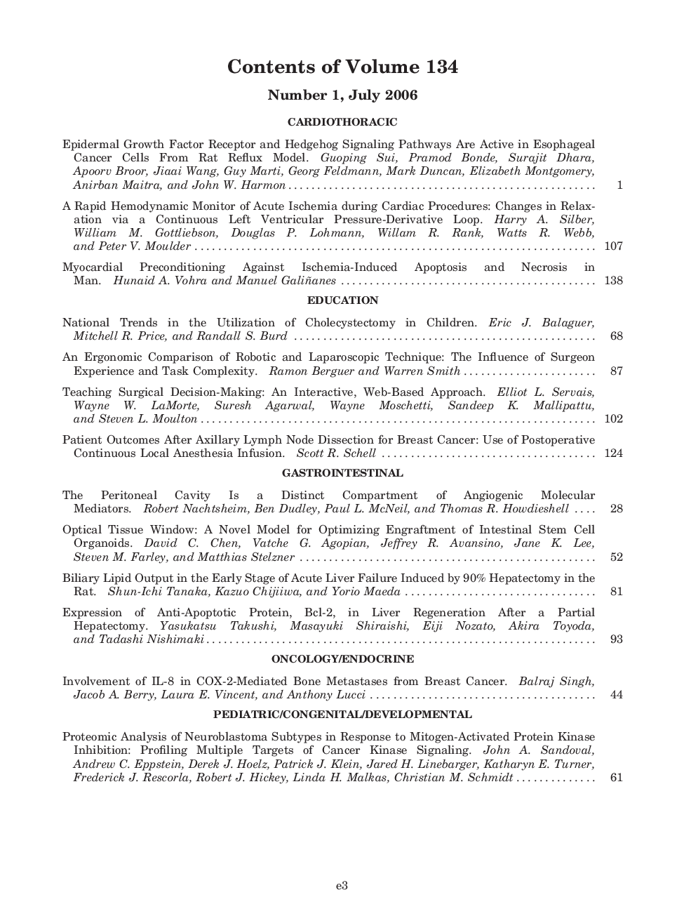عکس صفحه اول مقاله: Contents of Volume 134 Contents of Volume 134