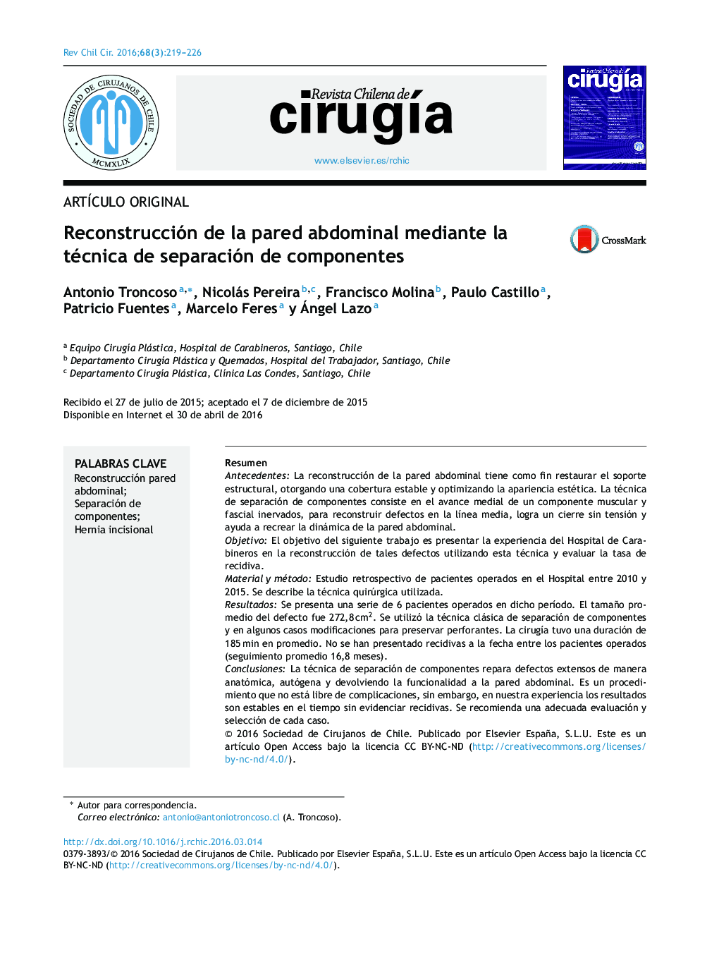 Reconstrucción de la pared abdominal mediante la técnica de separación de componentes