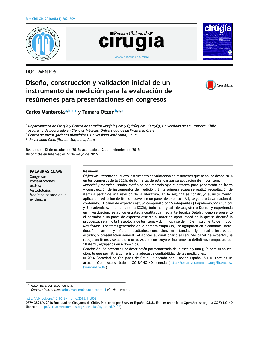 Diseño, construcción y validación inicial de un instrumento de medición para la evaluación de resúmenes para presentaciones en congresos