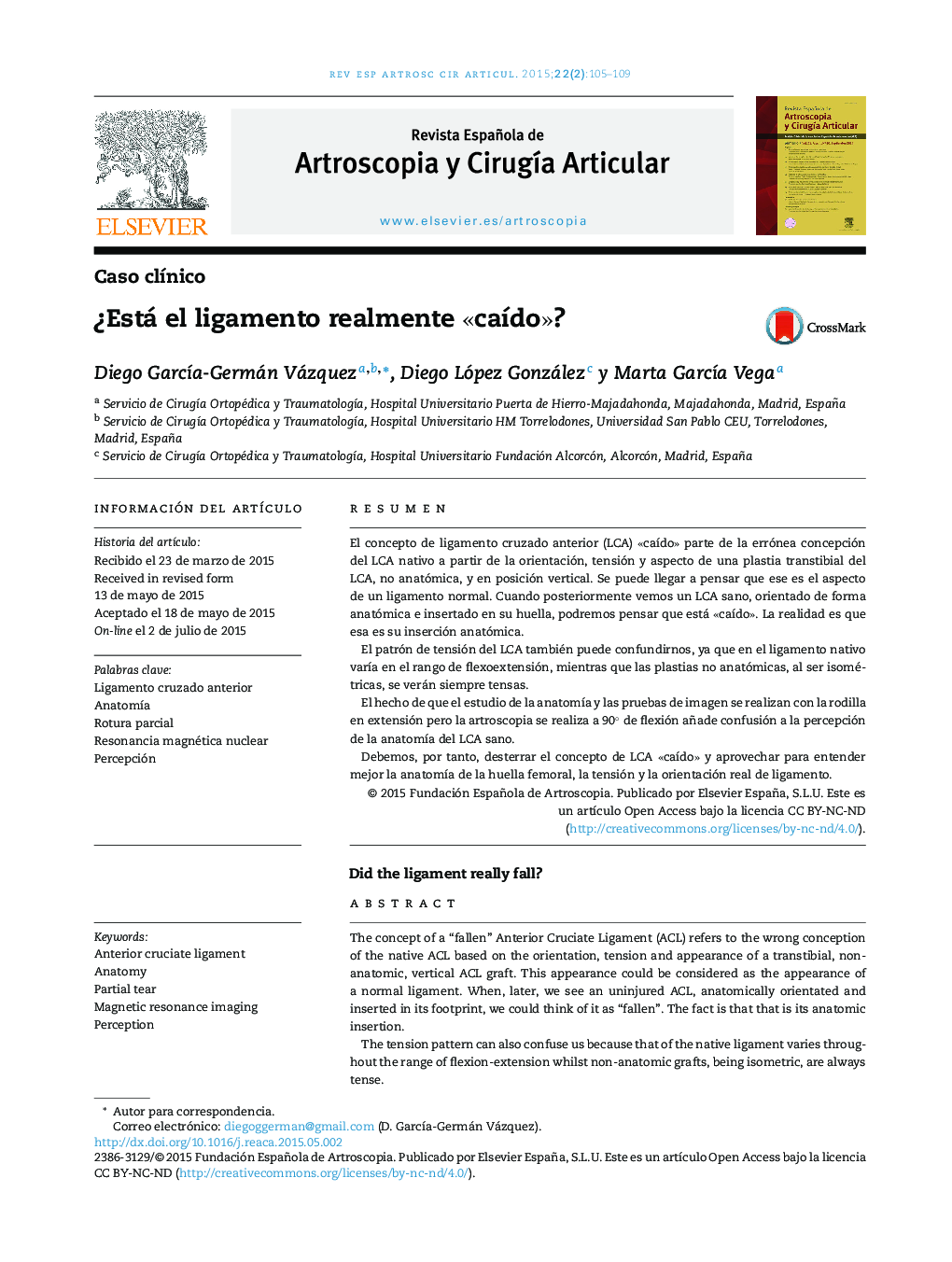 ¿Está el ligamento realmente «caído»?