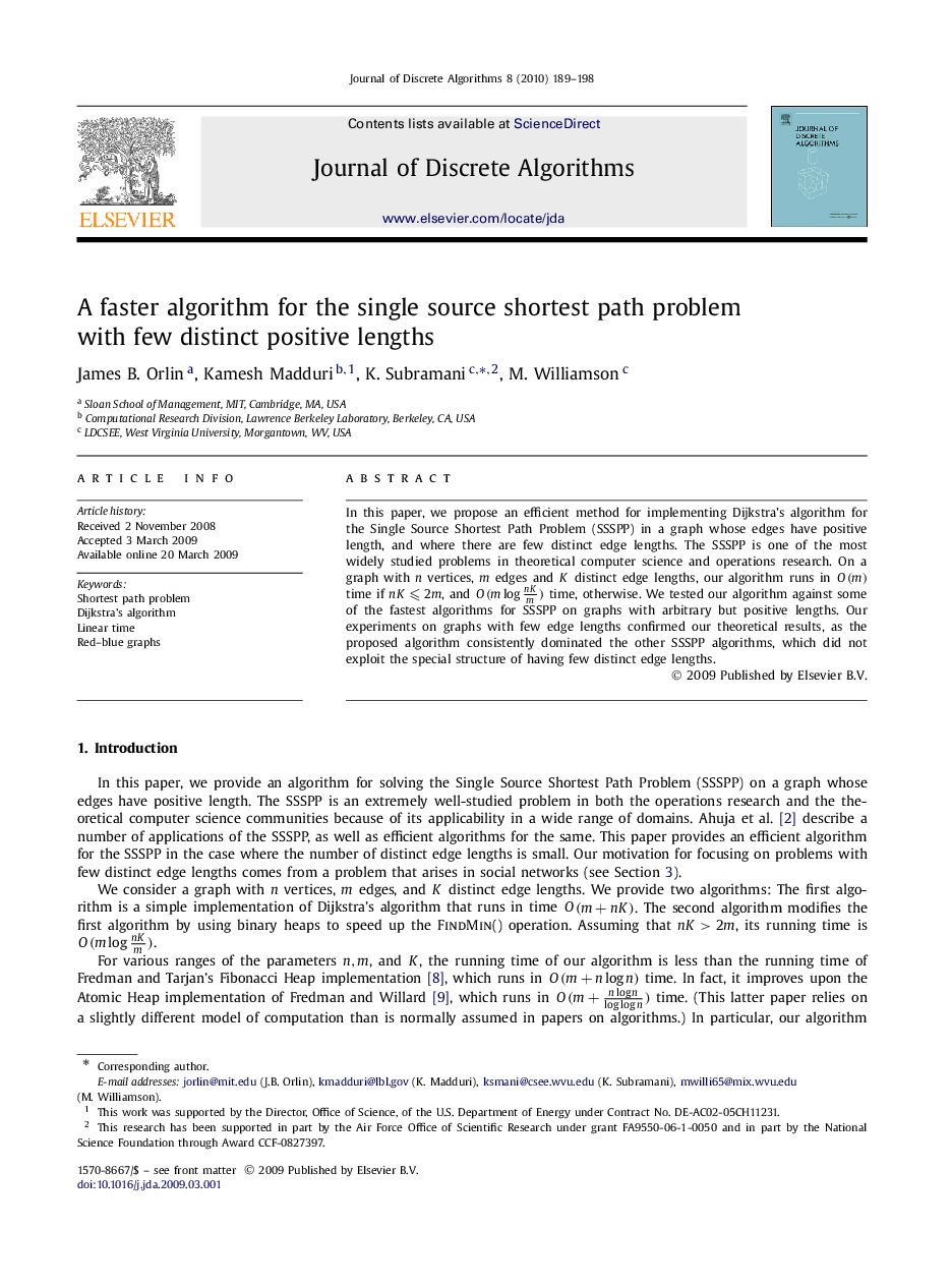 A faster algorithm for the single source shortest path problem with few distinct positive lengths