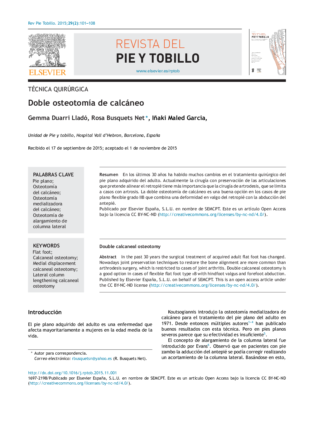Doble osteotomía de calcáneo