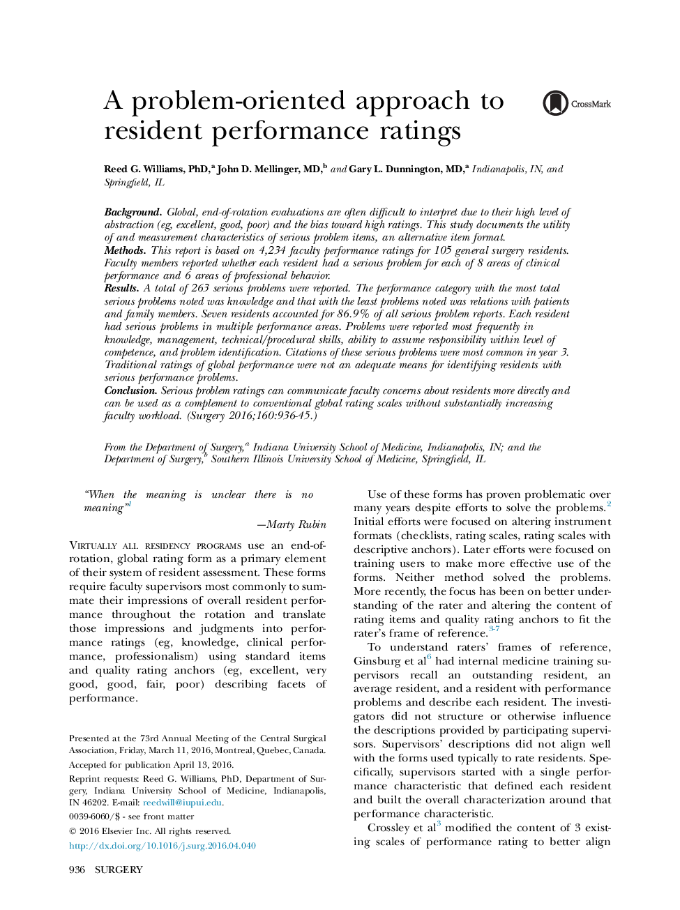 A problem-oriented approach to resident performance ratings