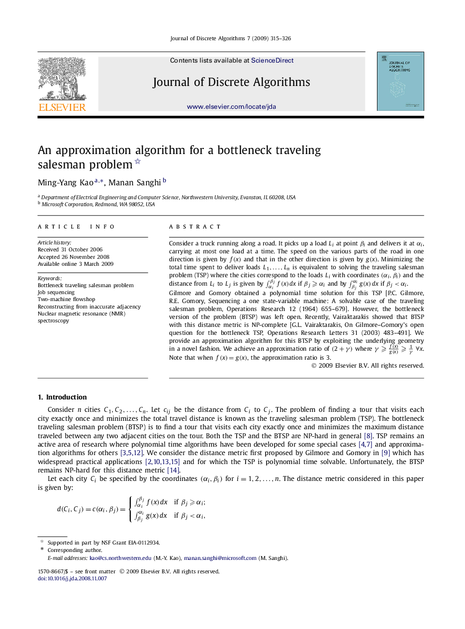 An approximation algorithm for a bottleneck traveling salesman problem 