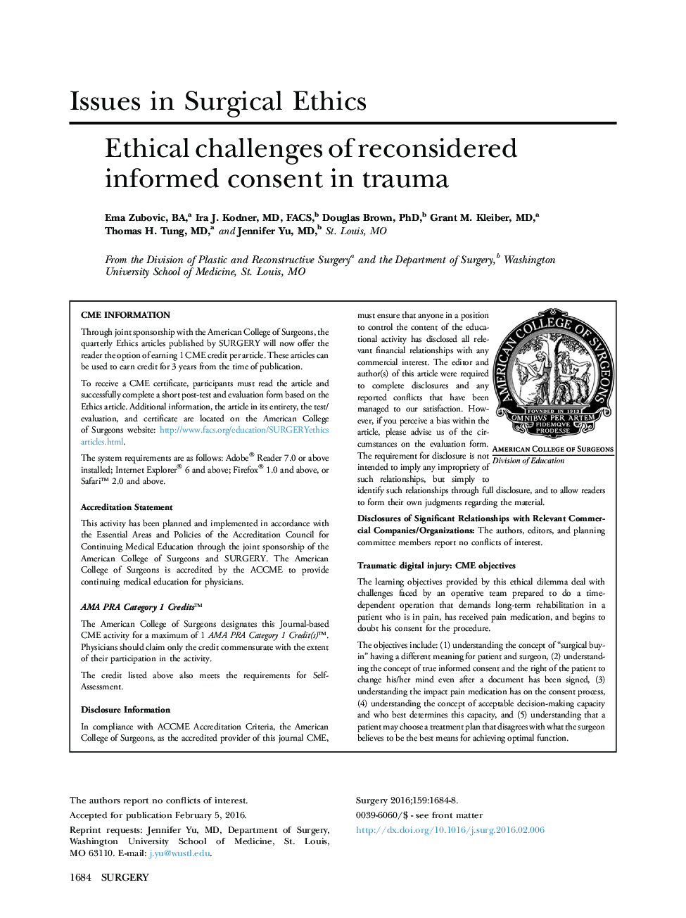 Ethical challenges of reconsidered informed consent in trauma