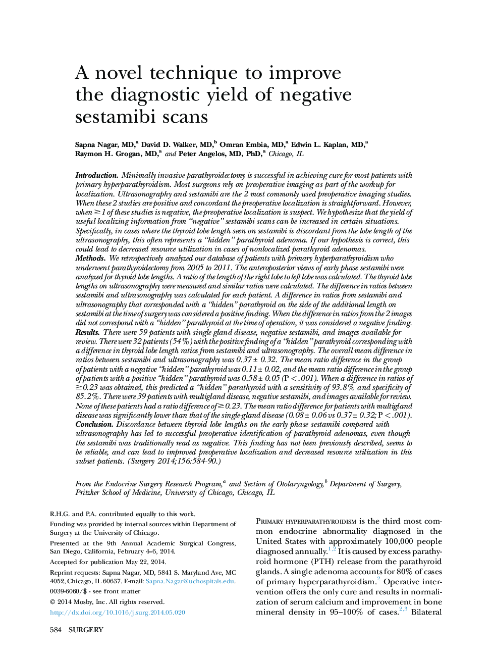 A novel technique to improve the diagnostic yield of negative sestamibi scans 