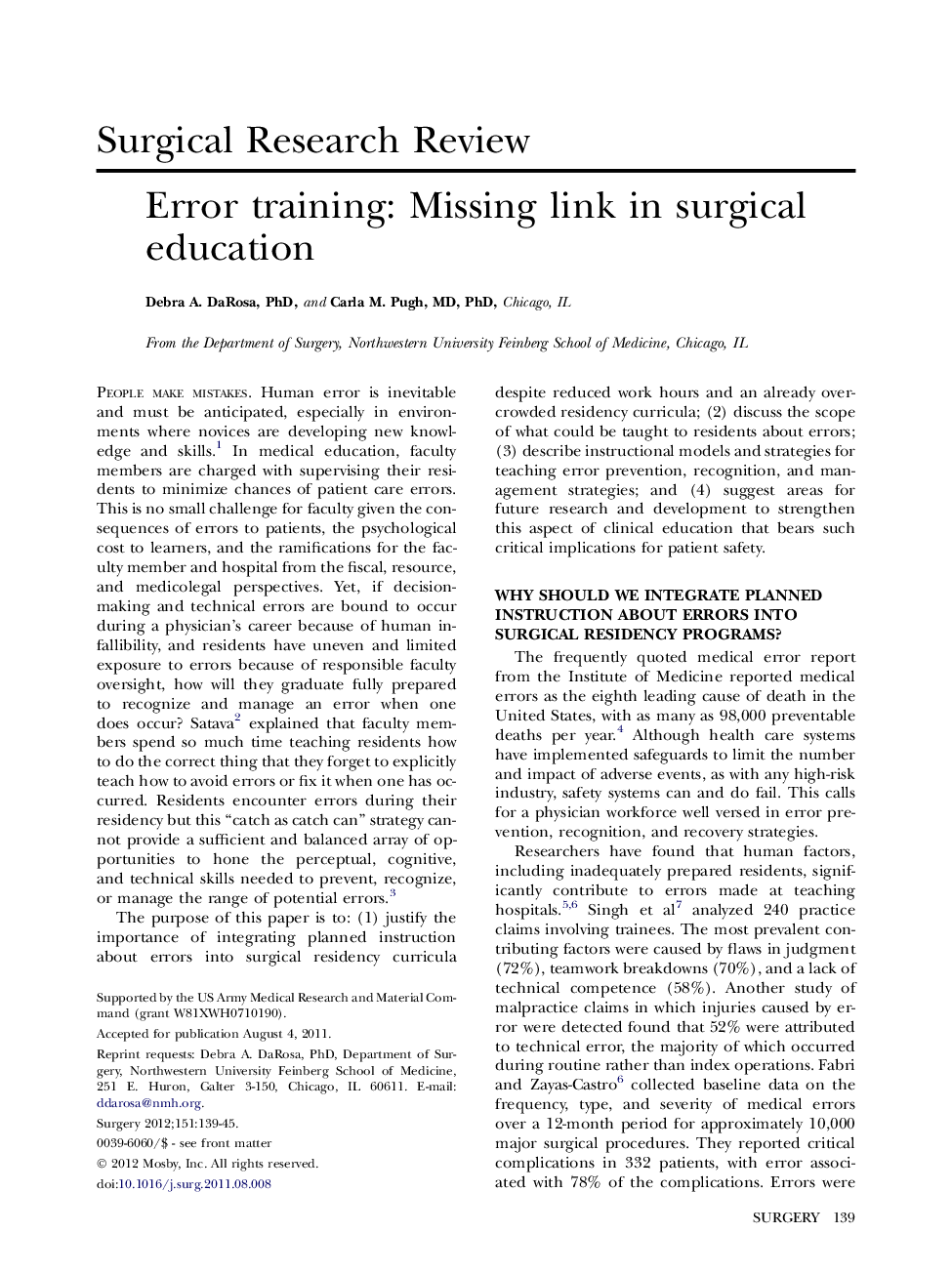 Error training: Missing link in surgical education