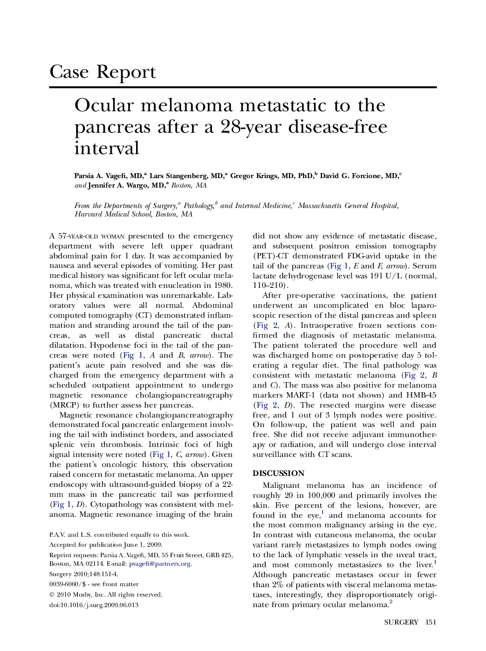 Ocular melanoma metastatic to the pancreas after a 28-year disease-free interval