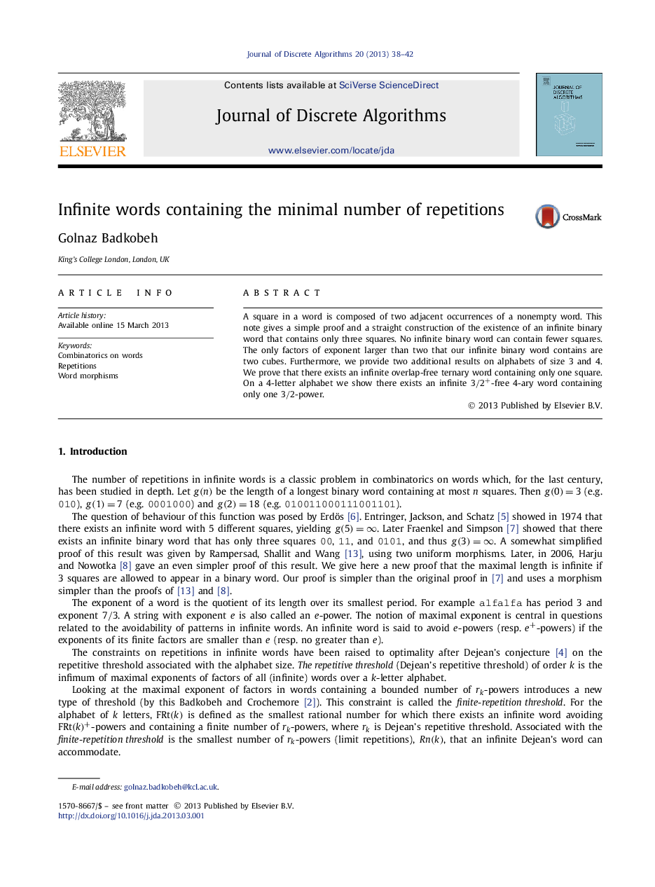 Infinite words containing the minimal number of repetitions