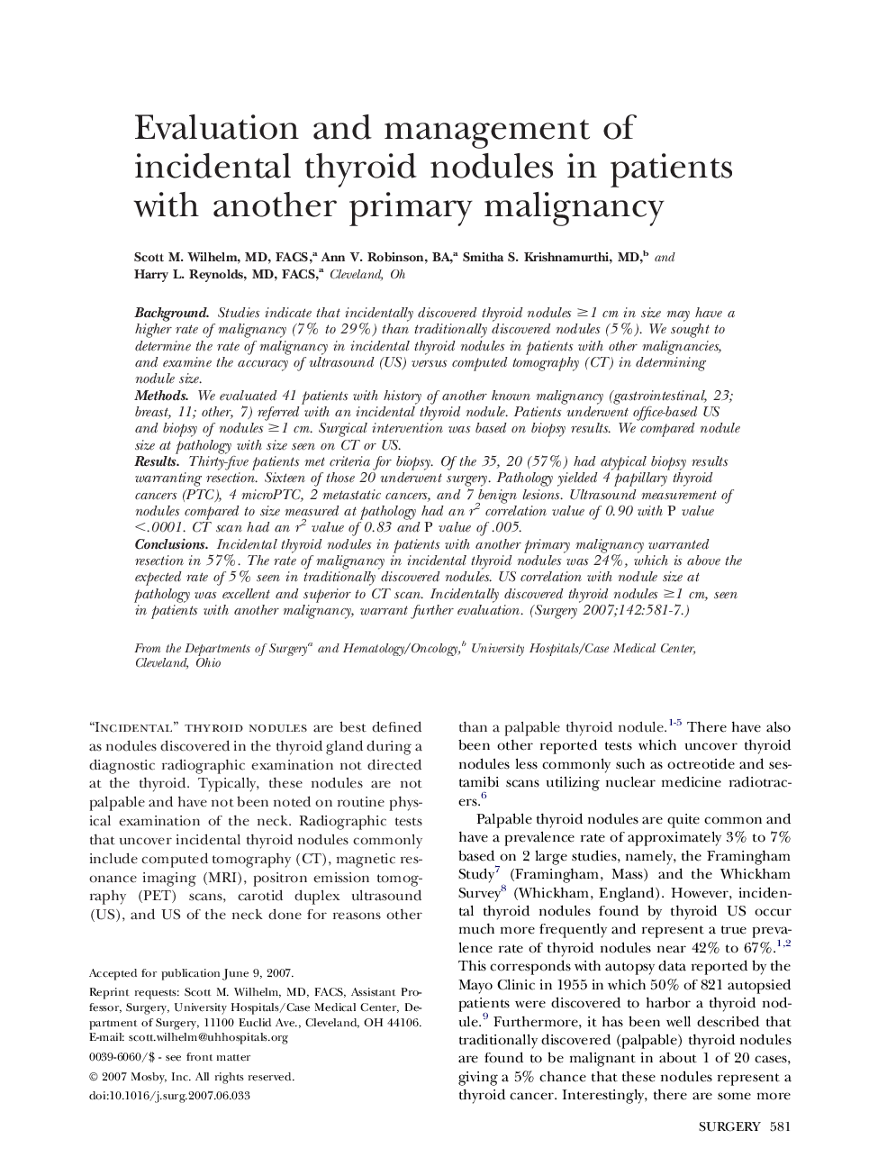 Evaluation and management of incidental thyroid nodules in patients with another primary malignancy