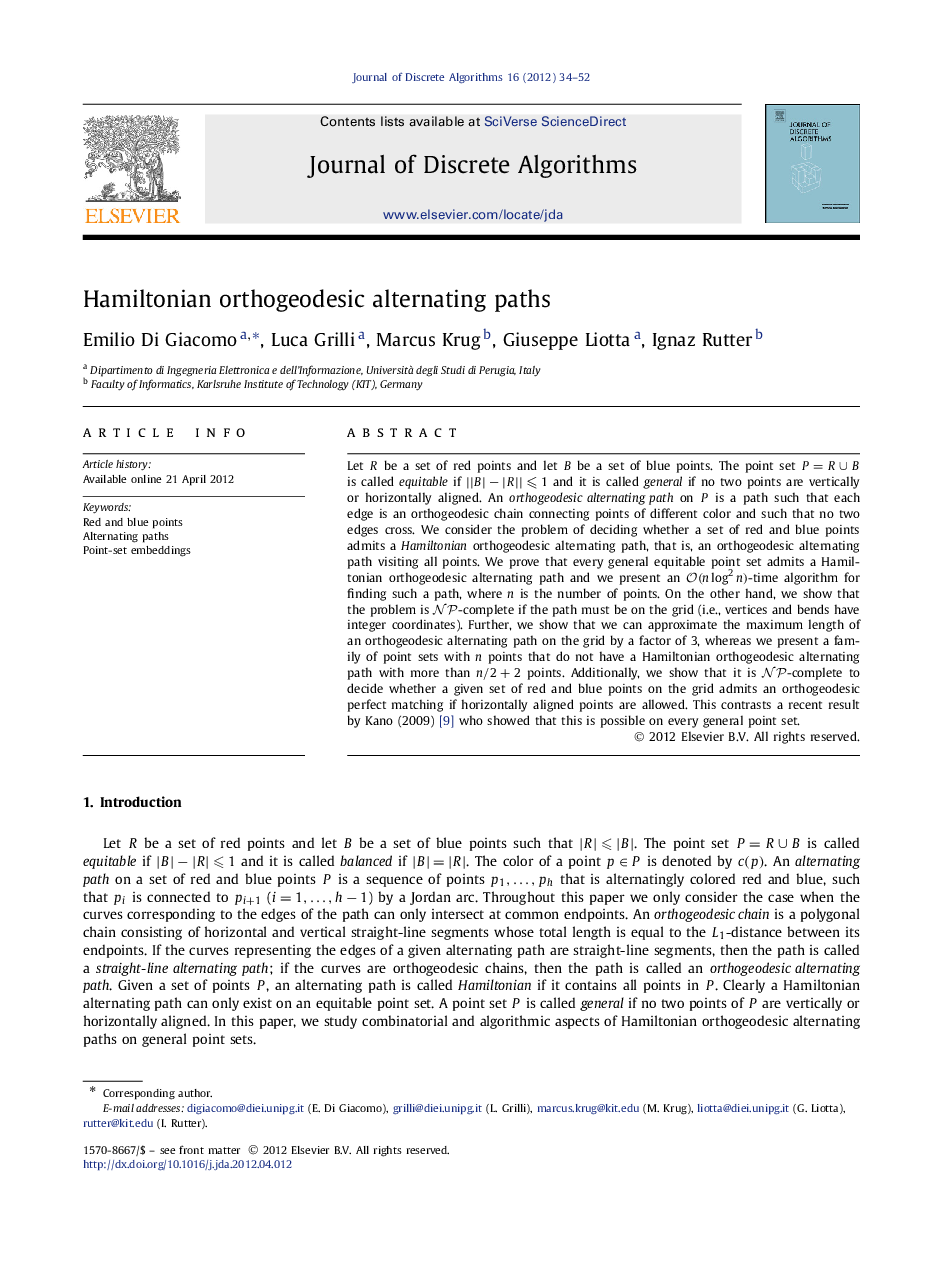 Hamiltonian orthogeodesic alternating paths