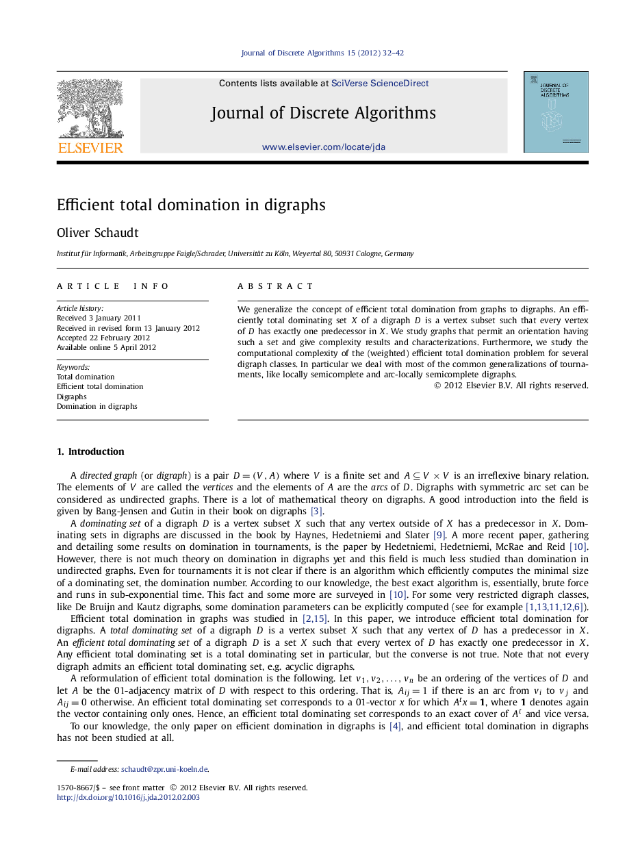 Efficient total domination in digraphs