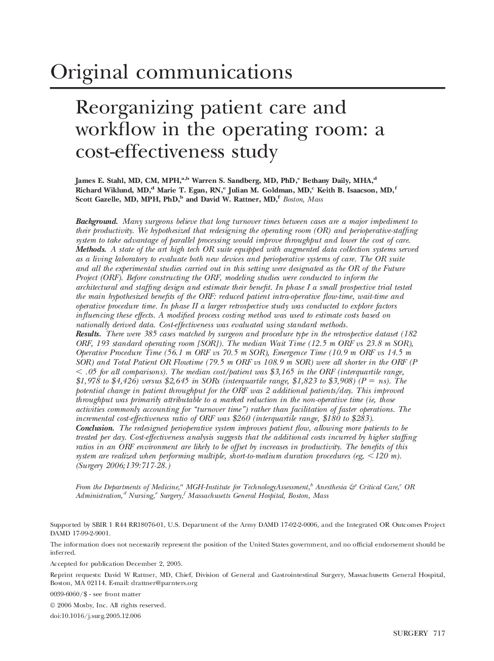 Reorganizing patient care and workflow in the operating room: a cost-effectiveness study 