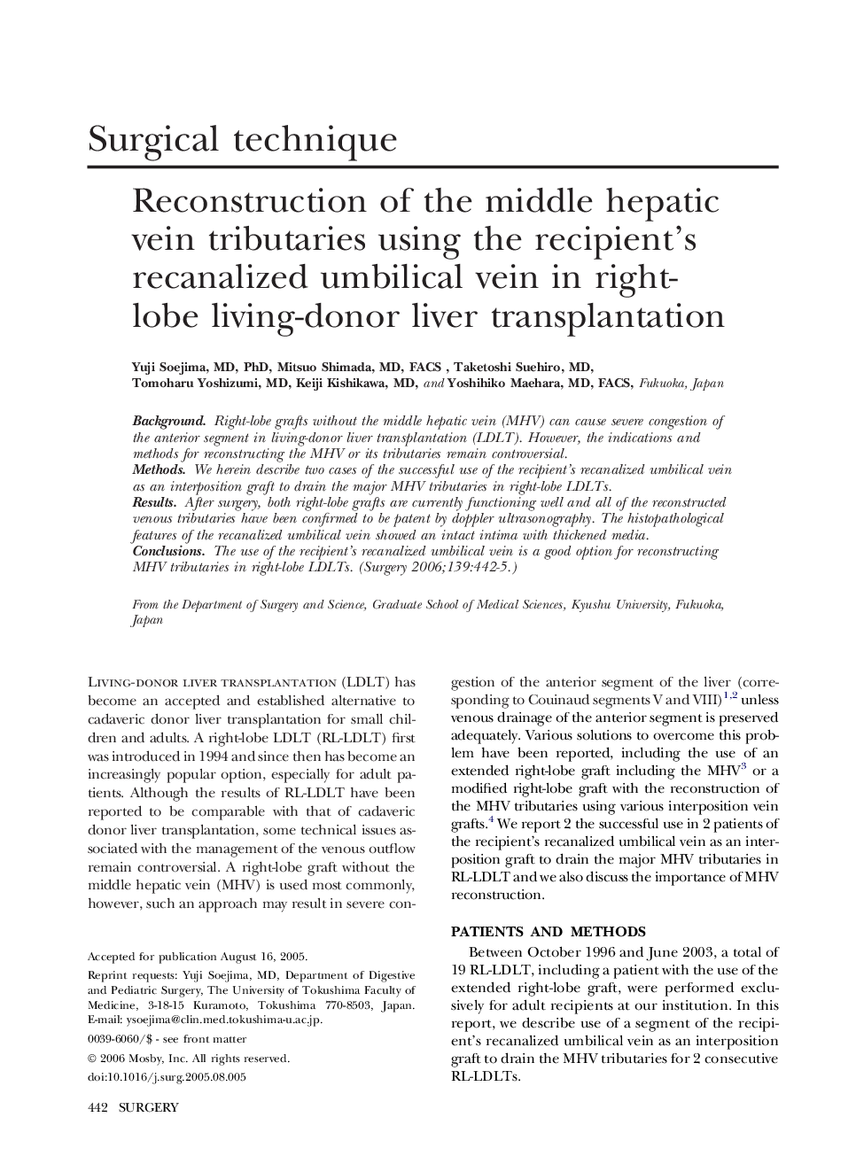 Reconstruction of the middle hepatic vein tributaries using the recipient’s recanalized umbilical vein in right-lobe living-donor liver transplantation