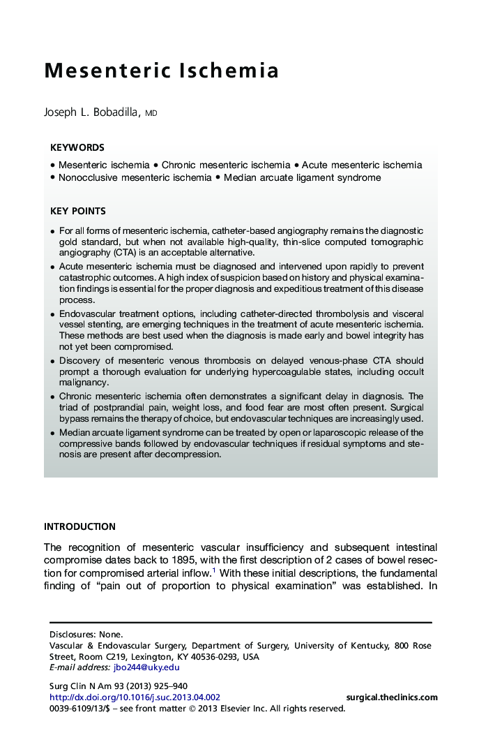 Mesenteric Ischemia