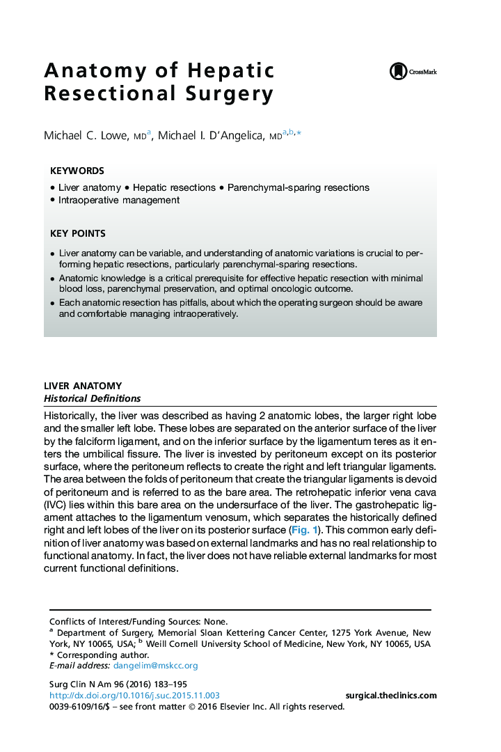 Anatomy of Hepatic Resectional Surgery