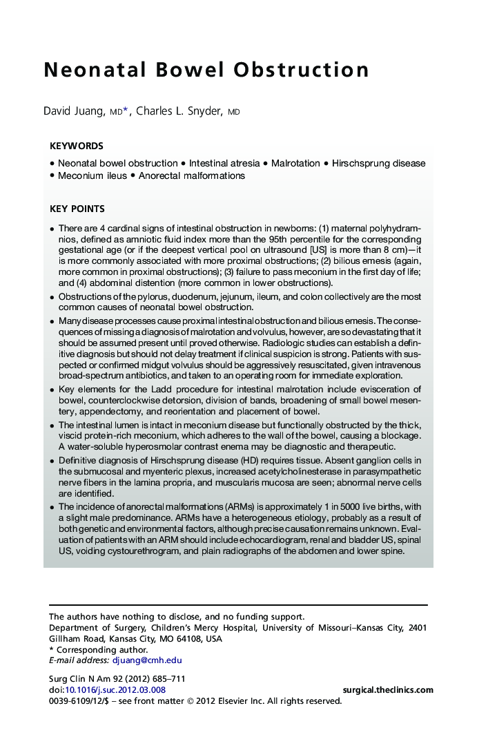 Neonatal Bowel Obstruction