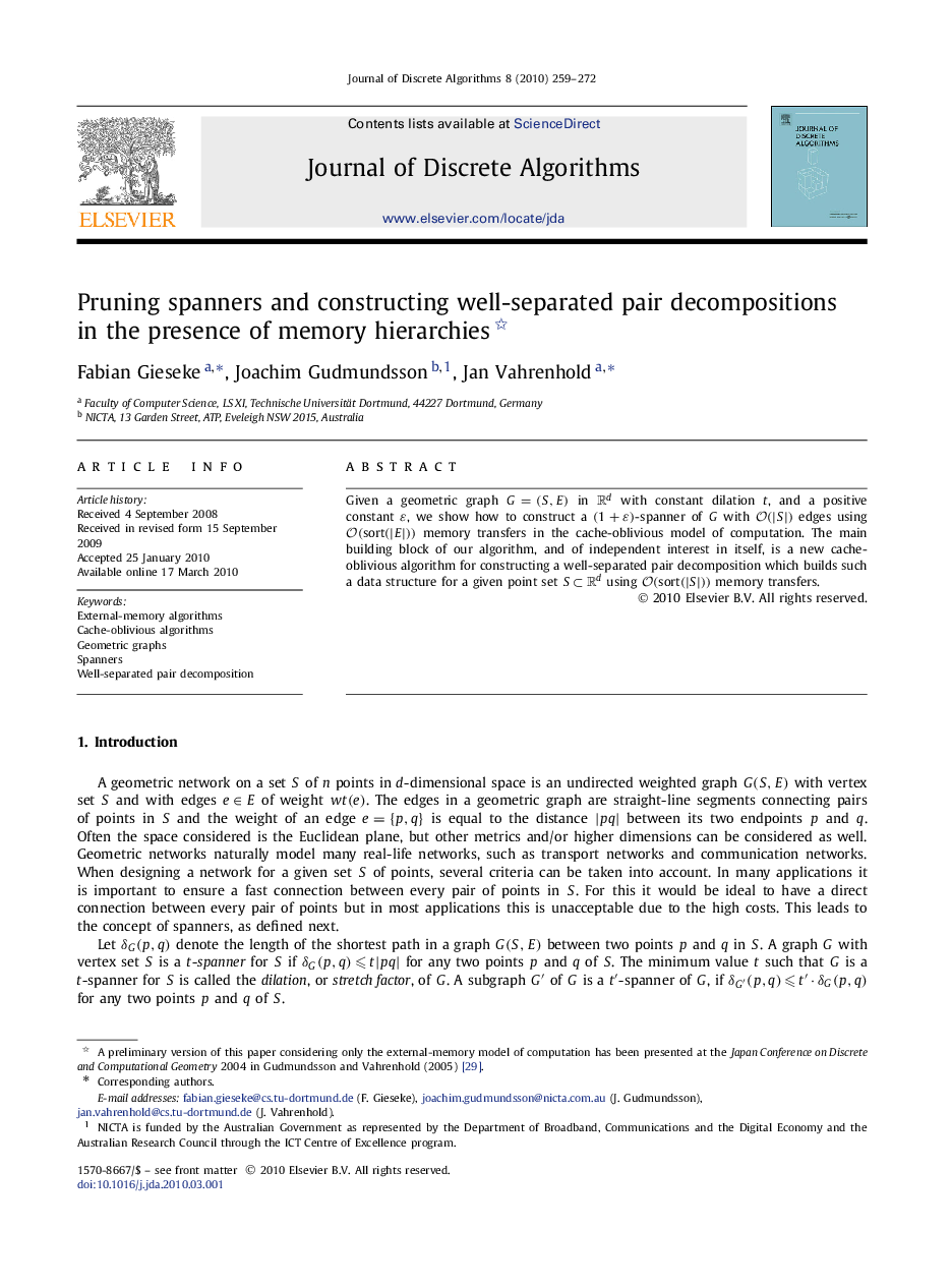 Pruning spanners and constructing well-separated pair decompositions in the presence of memory hierarchies 