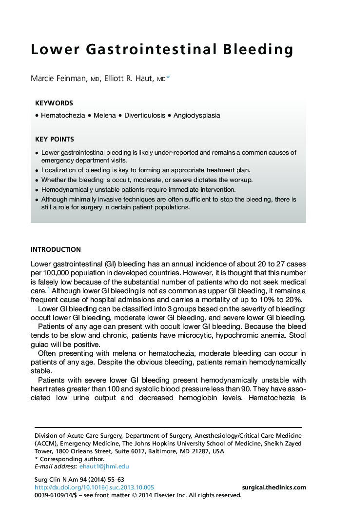 Lower Gastrointestinal Bleeding