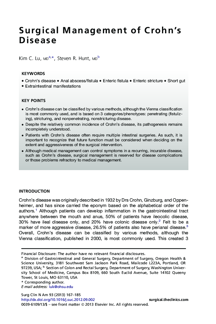 Surgical Management of Crohn's Disease