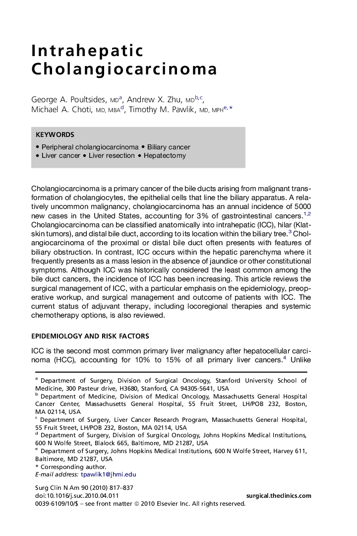 Intrahepatic Cholangiocarcinoma